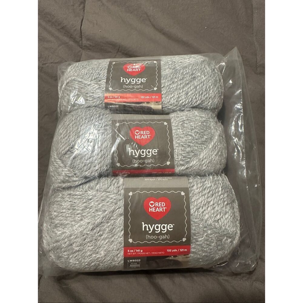 Hygge red heart gray yarn 2 skeins 396yds 5oz
